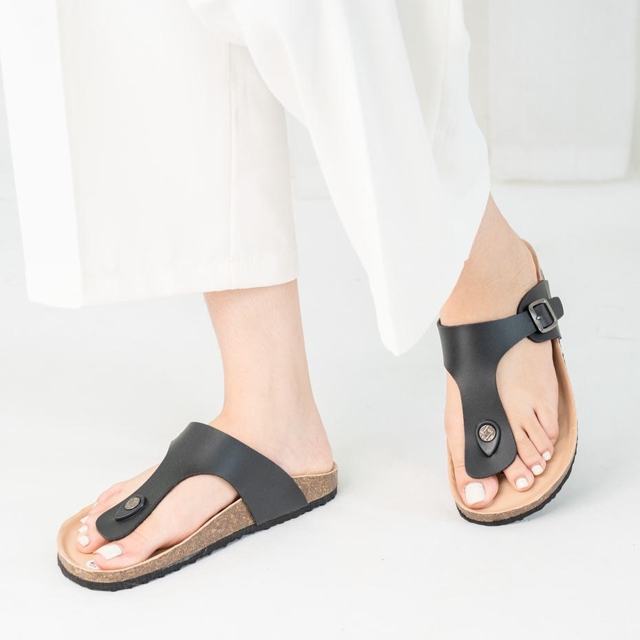 [ Da Bò Thật ] D07 - Dép Đế Trấu Quai Da Bò Thật Xỏ Ngón Unisex Birken Vietnam Bioline