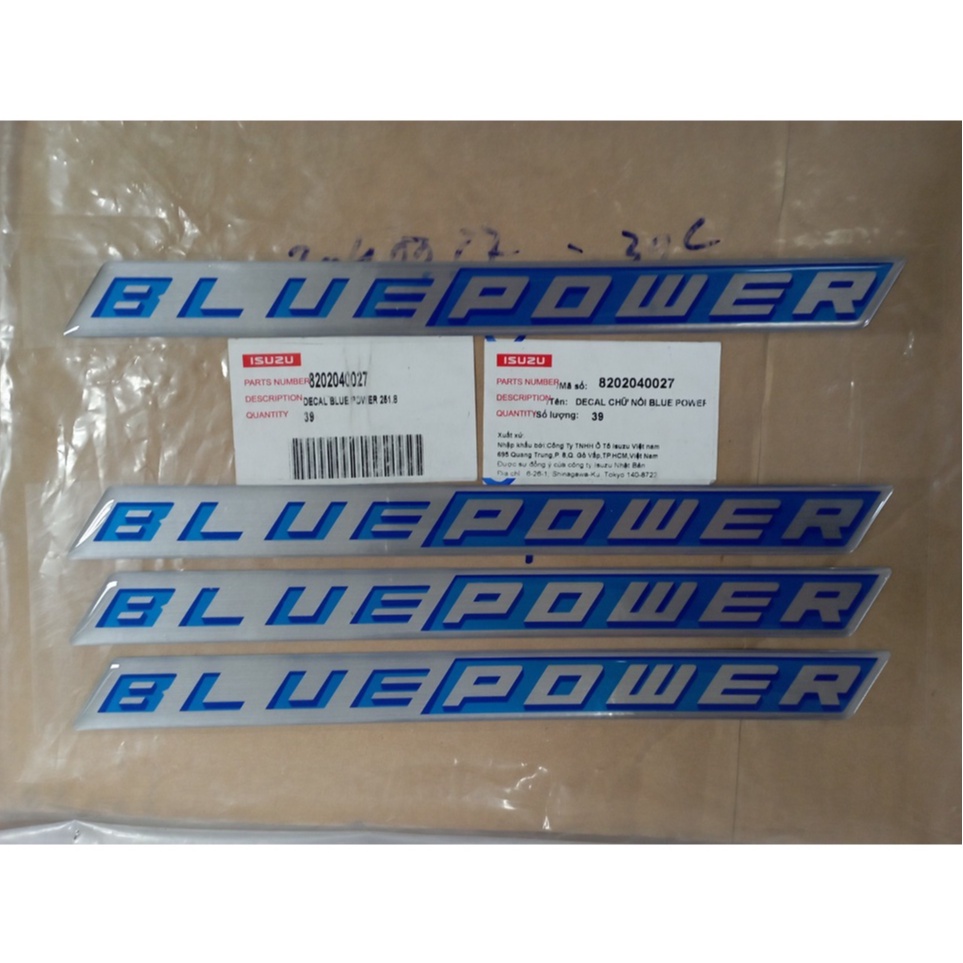Decal chữ BLUEPOWER dành cho dòng xe ISUZU hàng chính hãng