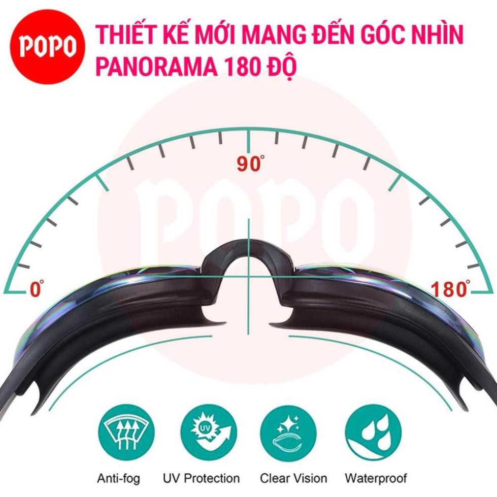 Kính bơi người lớn POPO2360 chính hãng cản tia UV chống sương mờ dùng khi tập bơi, thi đấu cho nam nữ cho bé từ 8 tuổi