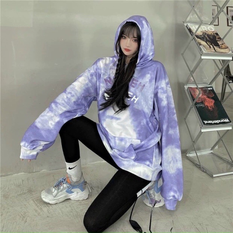 áo hoodie 3D loang màu unisex form rộng