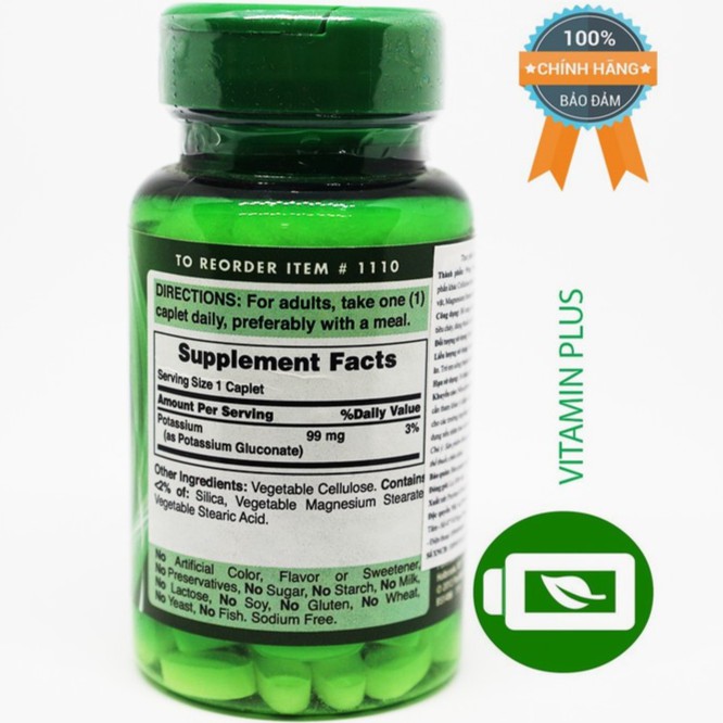 Viên uống Hạn chế hoa mắt, chóng mặt, choáng váng đầu bổ sung Kali Puritan's Pride Potassium Citrate 100 viên | BigBuy360 - bigbuy360.vn