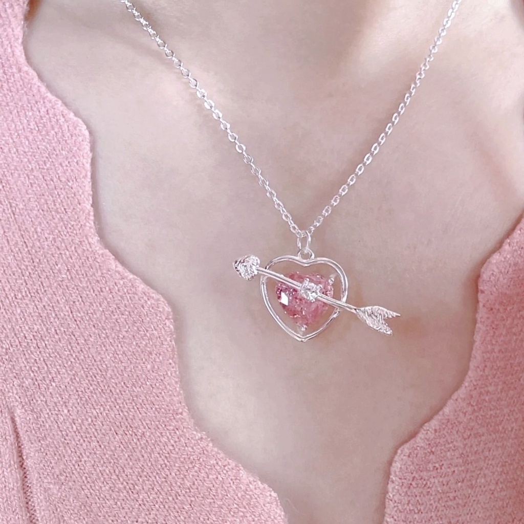 Vòng cổ Mặt Hình Mũi Tên Và Trái Tim Đính Đá Sang Trọng Cho Nữ