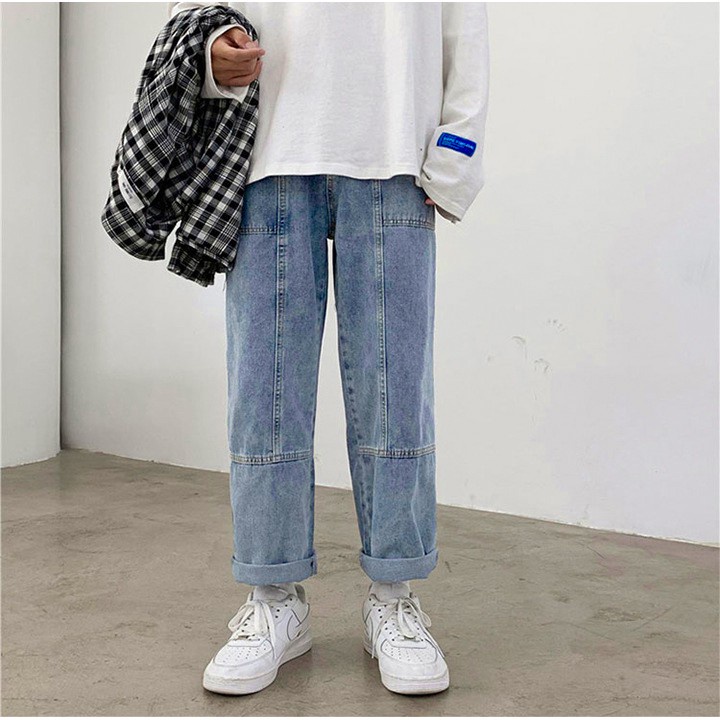 Quần jeans nam ống rộng, quần bò baggy nam ống xuông phong cách Hàn Quốc 02 | BigBuy360 - bigbuy360.vn