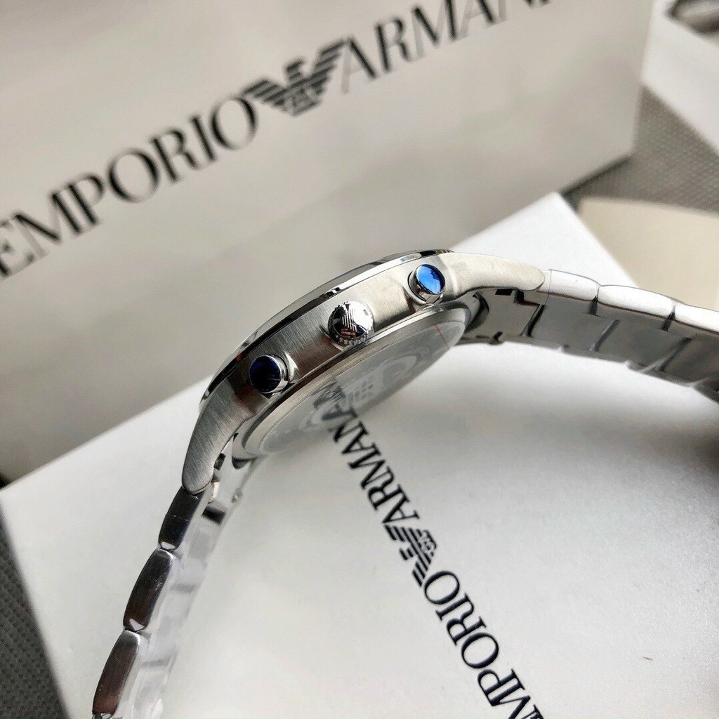 Đồng Hồ Nam Armani AR2448 Mặt Xanh Chronograph Classic Dây Thép Size 42mm