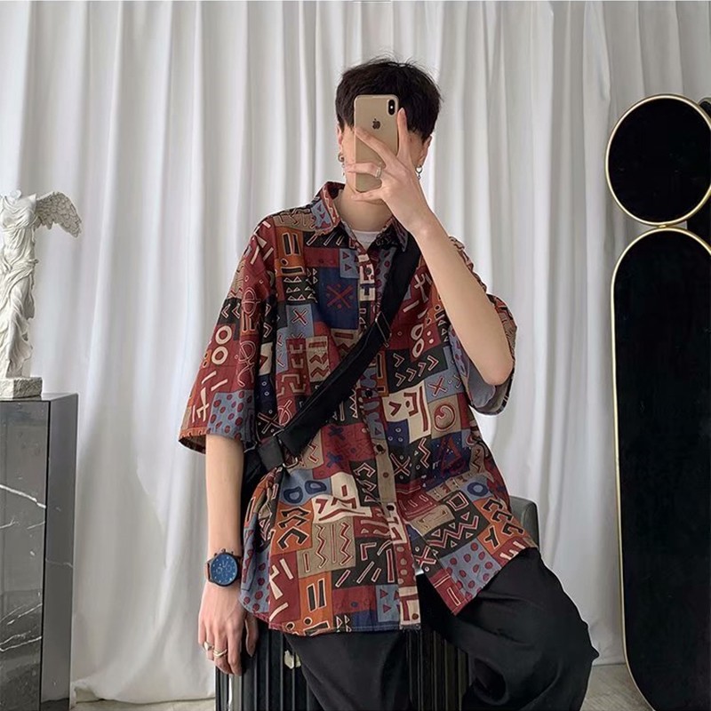 Áo Sơ Mi Nam Ngắn Tay In Họa Tiết Thời Trang Cỡ M-2Xl