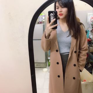 Áo dạ ép dài style Hàn xẻng