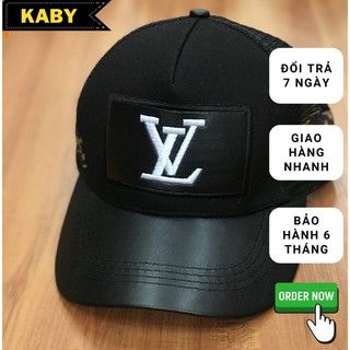Mũ lưỡi trai ❤️ Nón dù phối lưới thêu chữ lv phong cách màu đen form unisex nam nữ NK-033