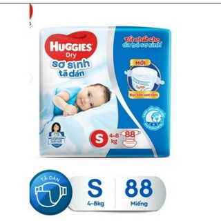 (tặng 8 miếng) tả dán sơ sinh huggies size S88 miếng