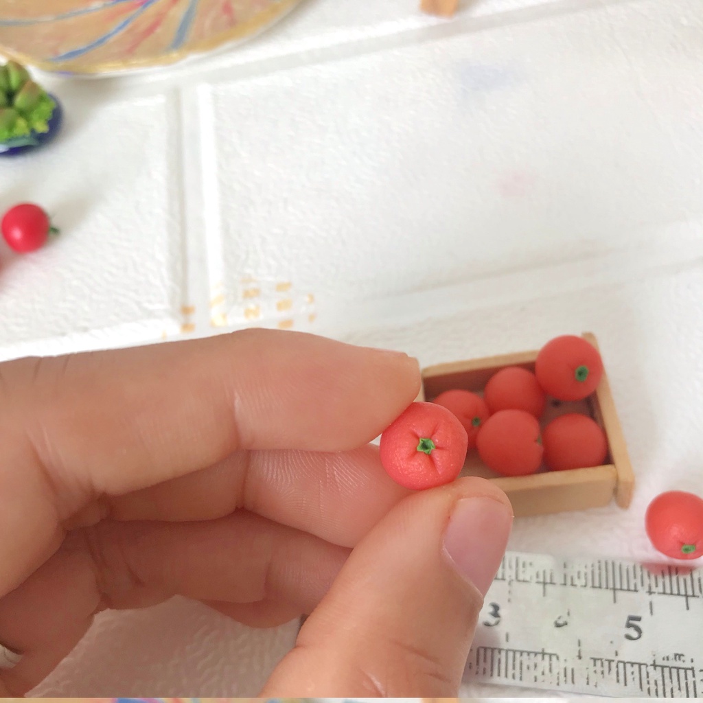 Mô hình trái cam mini cho nhà búp bê từ đất sét tỉ lệ 1/6