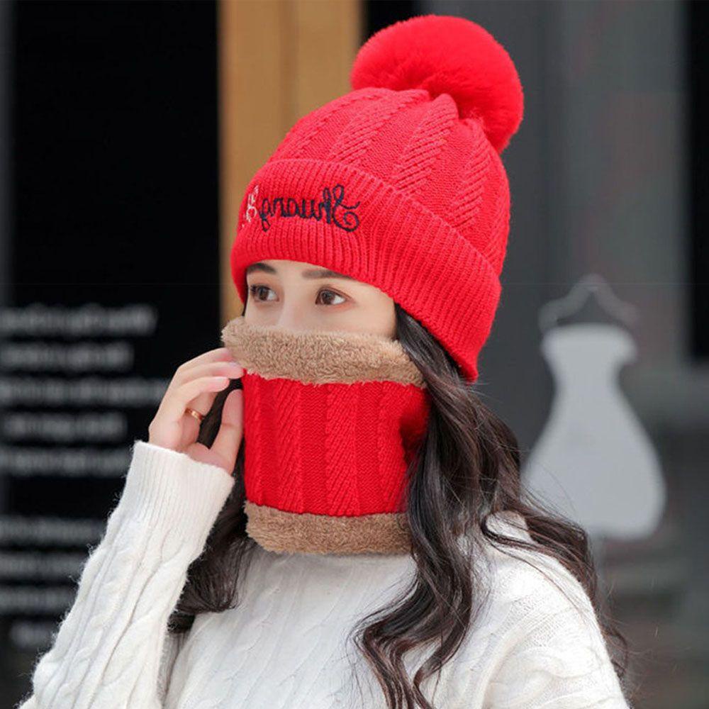Set Mũ Kèm Khăn Choàng Cổ Lót Nhung Giữ Ấm Mùa Thu