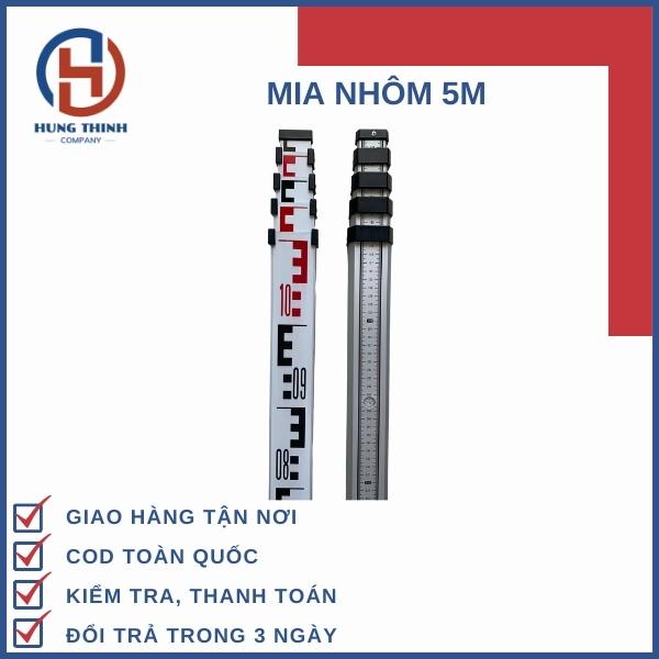 (Tặng kèm chốt mia) Mia nhôm 5m. Dùng cho máy thuỷ bình Chất lượng tốt, giá siêu tốt
