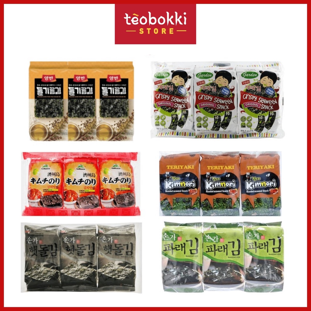 Lốc 3 gói snack rong biển Hàn Quốc (rong biển ăn liền)
