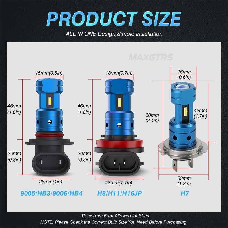 Set 2 Đèn LED 2000Lm H11 H8 9005 HB3 9006 HB4 Ánh Sáng Trắng Dành Cho Ô Tô 6000K 12V