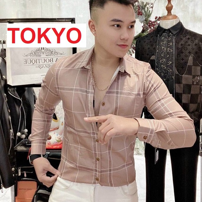 ÁO SƠ MI NAM KẺ SỌC VUÔNG 3 MÀU SANG TRỌNG LỊCH LÃM TB2 TOKYOSHOP