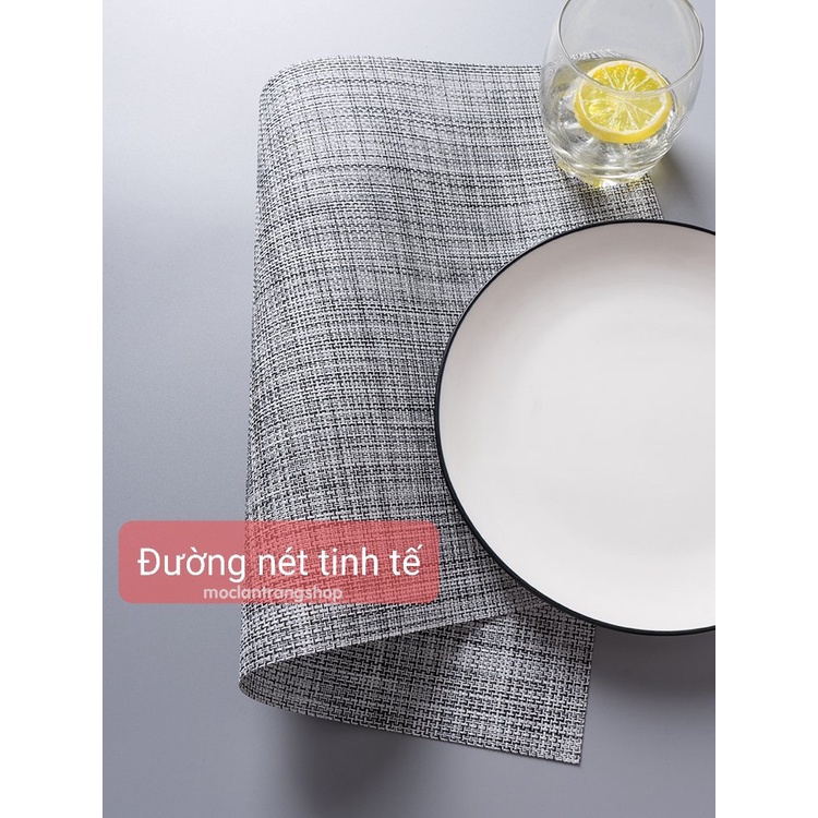 Tấm lót bàn ăn cao cấp 30x45cm kiểu dáng hiện đại, miếng lót bát đĩa ăn cách nhiệt màu trơn đơn giản