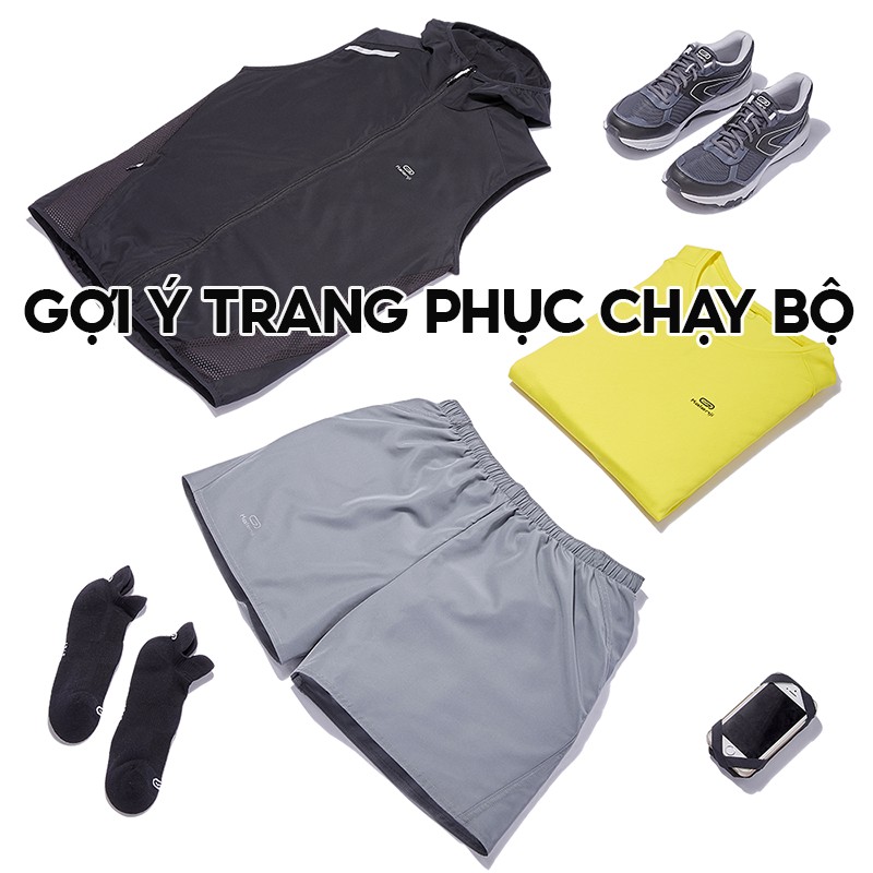 Quần short chạy bộ nam DECATHLON run dry nhanh khô - Xám