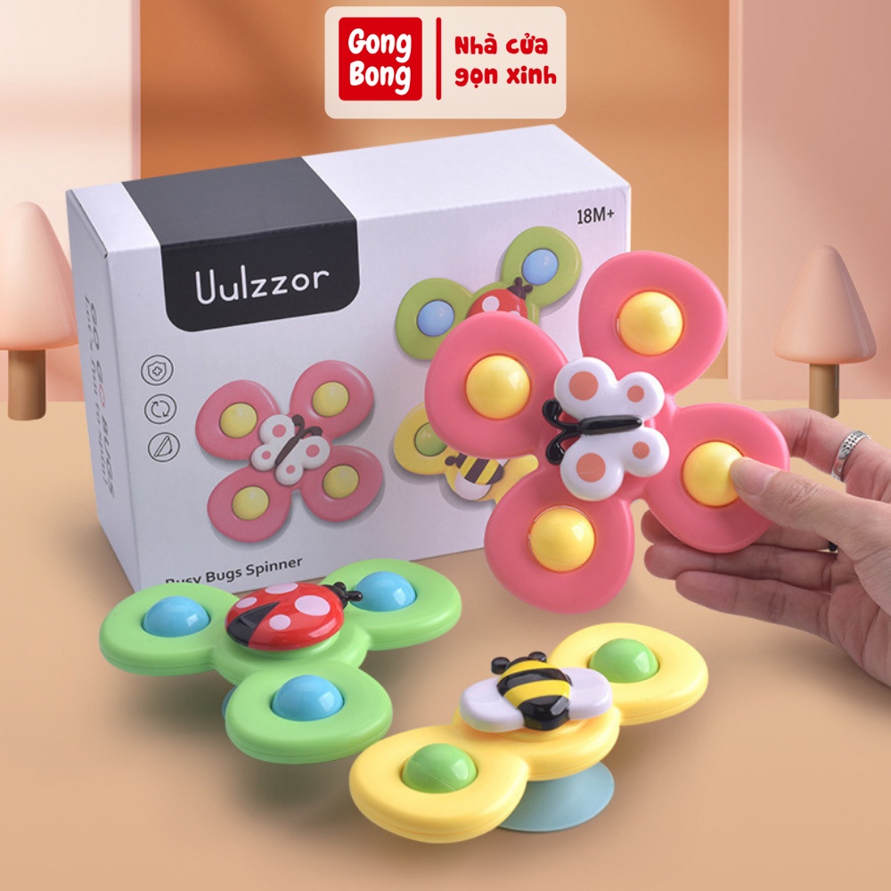 SET 3 Con Quay Spinner Chong Chóng Gắn Tường Có Âm Thanh Lục Lạc Cho Bé