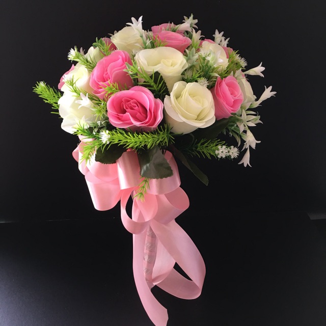 🌹 HOA CẦM TAY CÔ DÂU BẰNG VẢI MS054