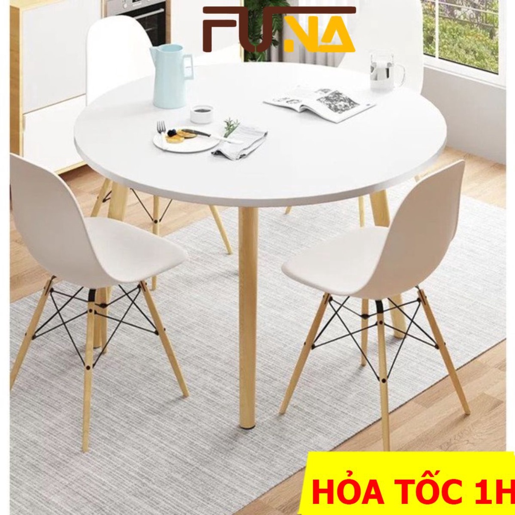 Bộ bàn ăn/cafe tròn cao  𝐂𝐎𝐕𝐈  BLVG07 hiện đại, size 60cm, 70cm, 80cm, chân gỗ cao 73cm