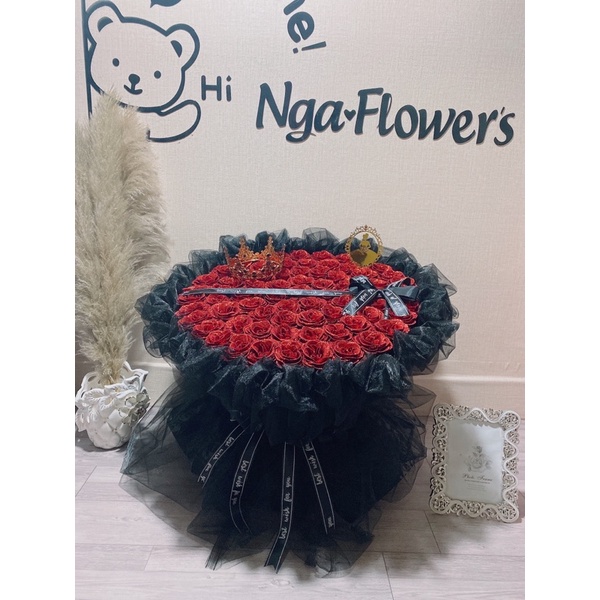 Bó Hoa Nhũ 70 Bông Kèm Phụ Kiện