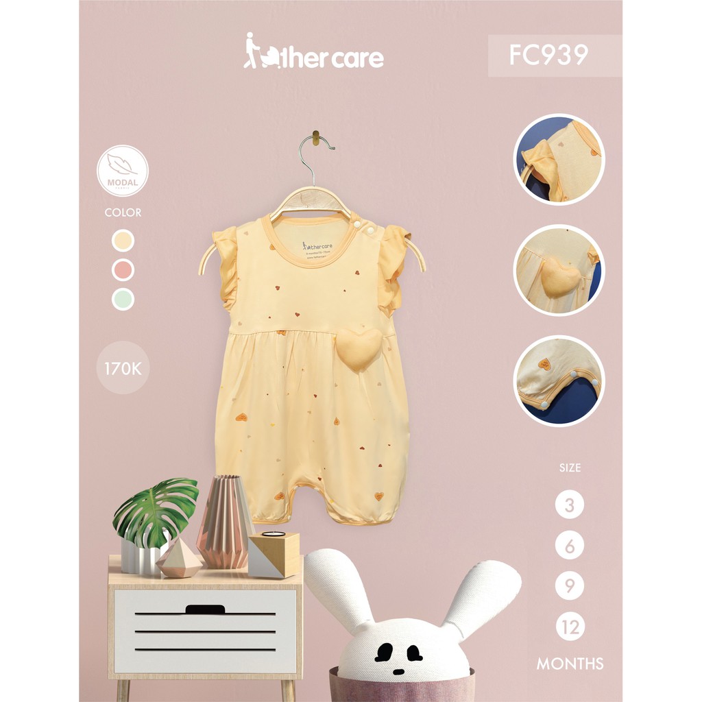 Body sơ sinh FatherCare Tay Hến Cộc Tay - Trái Tim FC939