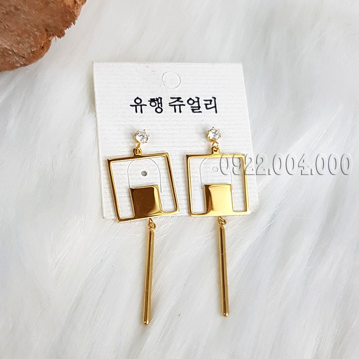 Bông tai ô vuông, bông tai nữ titan BZ1618