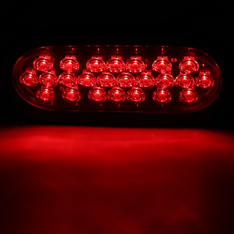 2pcs 6" Oval 24-LED Tail Lights Red Turn Signal Brake Car Truck RV Universal ☆BjFranchisemall