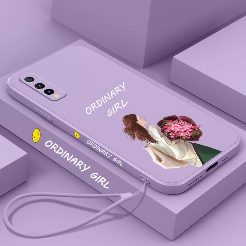 Ốp Điện Thoại TPU Dẻo Họa Tiết Hoa Xinh Xắn Kèm Dây Đeo Cho vivo y11 y12 y15 y17 y19 y30 y50