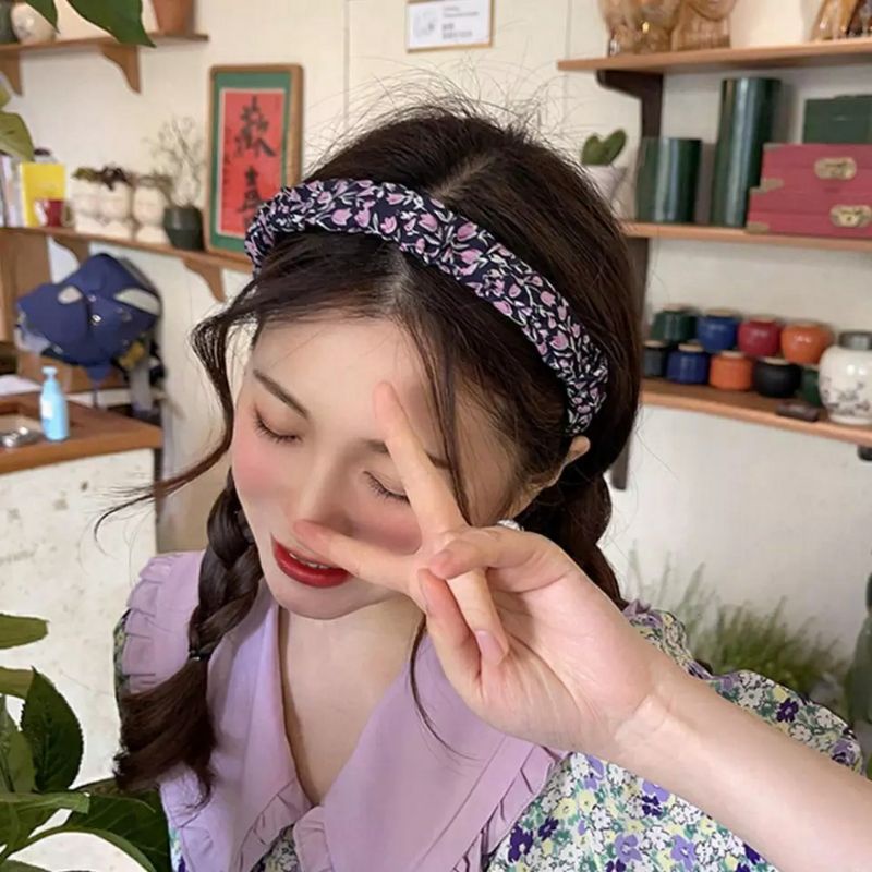 Cài tóc vải nhún hoa nhí phong cách Hàn Quốc
