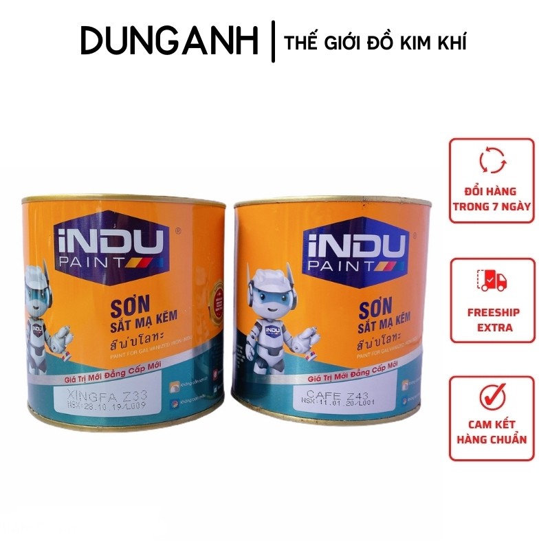 Sơn mạ kẽm Kim Khí Dung Anh, sơn trên thép mạ kẽm Indu hộp 800ml chính hãng