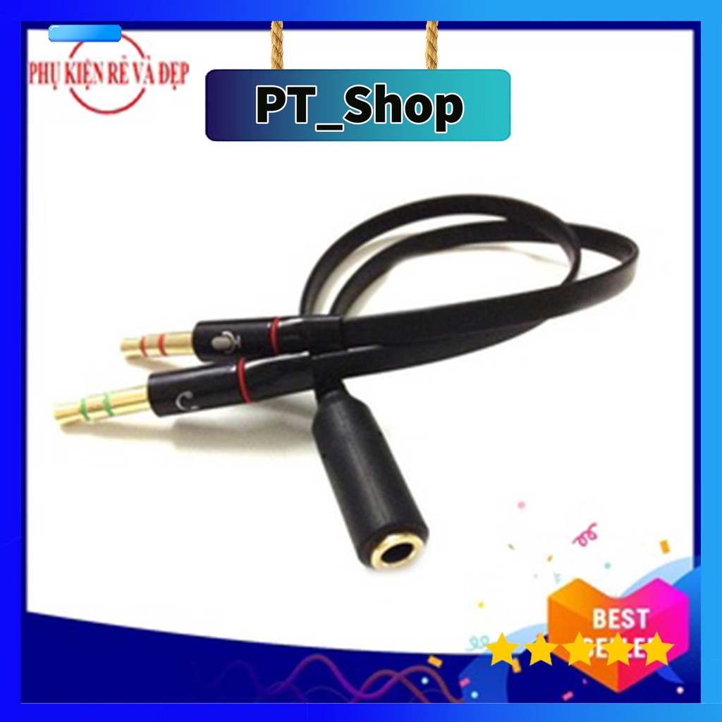 Dây Audio chuyển tai nghe 3.5mm (đầu cái) sang 2 đầu Mic và Tai nghe (đầu đực) NGON_BỔ-RẺ