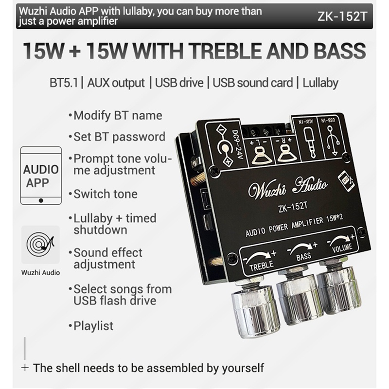 Bảng Mạch Khuếch Đại Âm Thanh ZK-152T Bluetooth 2.0 15W + 15W Chuyên Dụng