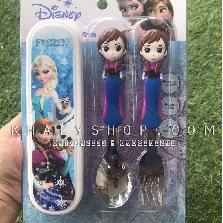 Set muỗng nĩa kèm hộp cho Bé, hoạt tiết 3D nhựa Melamine Disney siêu xinh