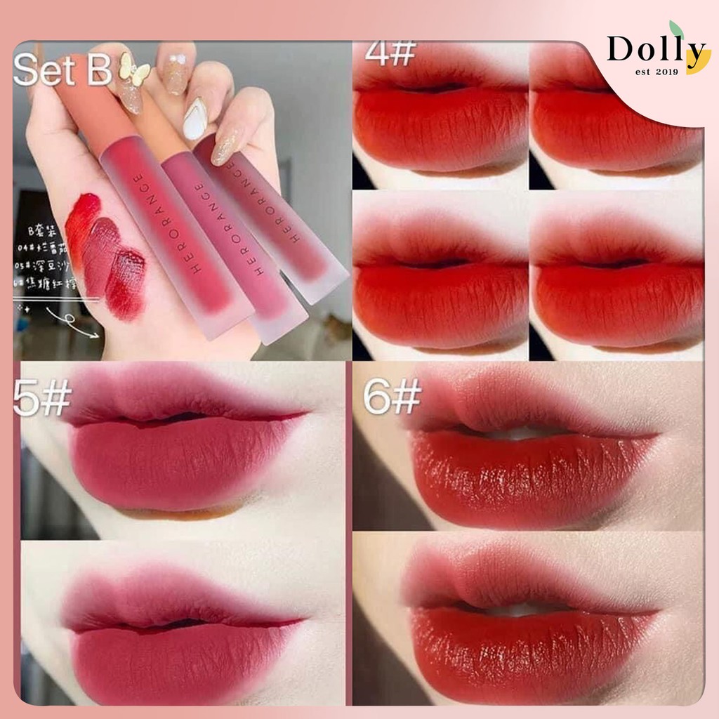 [Flashsale Cuối năm] Set Son Kem HERORANGE set 3 Cây Fluffy Lip Glaze