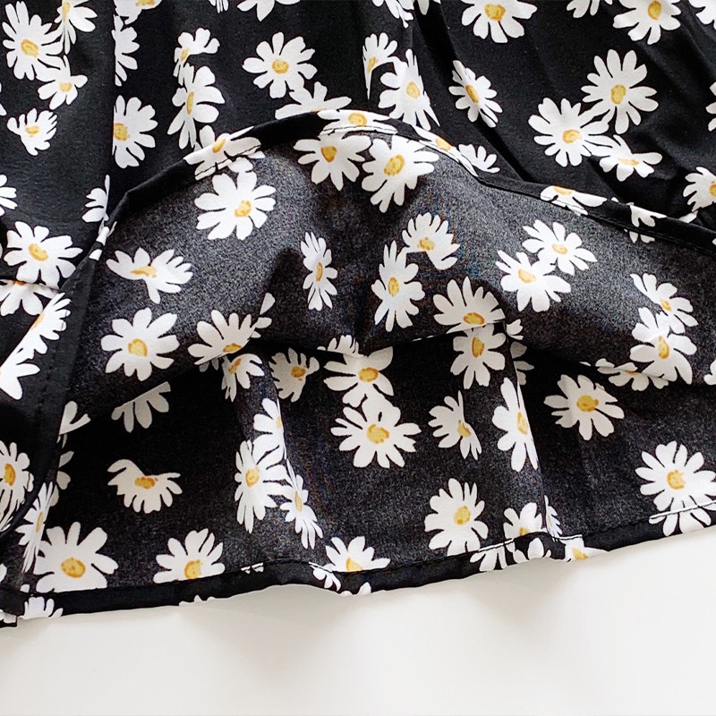 Đầm hoa tay ngắn cho bé gái 2-8 tuổi