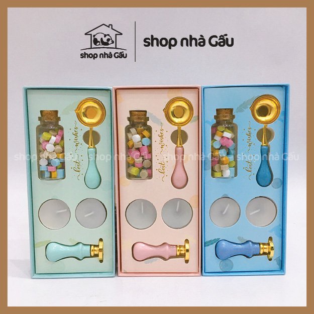 Bộ con dấu sáp niêm phong bì thư trang trí DIY phong cách vintage - Shop Nhà Gấu