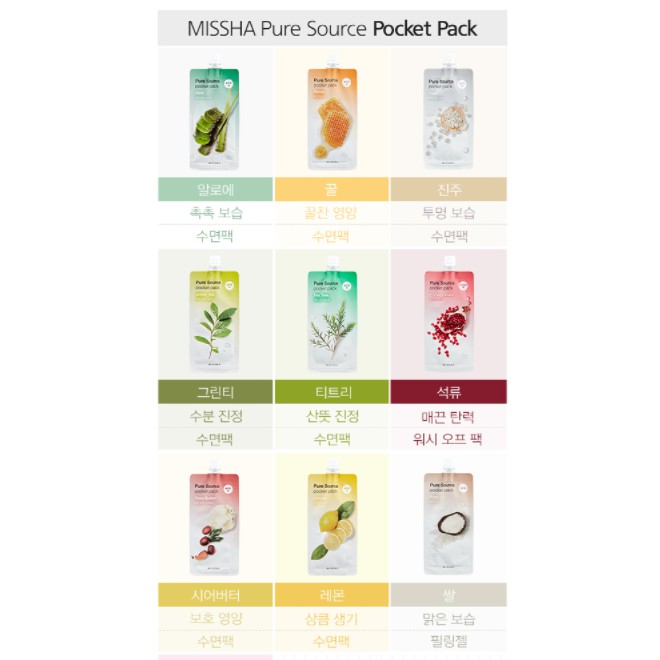 Mặt nạ ngủ dạng gói Missha Pure Source Pocket Pack 10ml