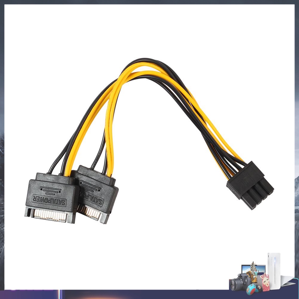 Cáp chuyển đổi 15Pin SATA Male sang PCIe 8Pin(6+2) Male