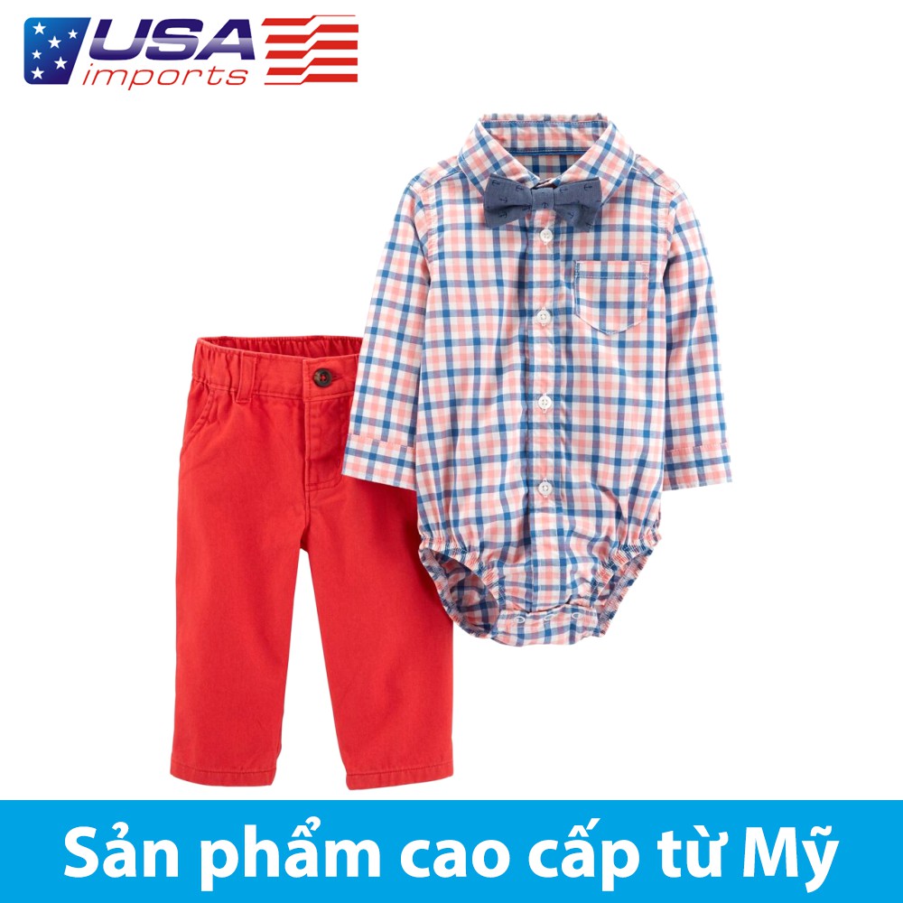 Set 3 bodysuit sơ mi kèm quần Car-tờ Auth Từ Mỹ (16519210)