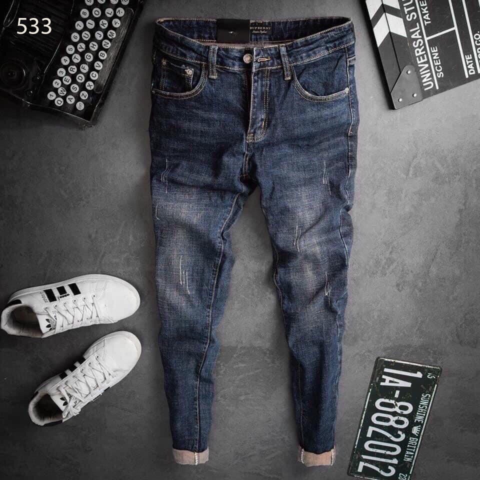 Quần jean nam dài, quần bò nam màu xanh đậm cá tính chất co dãn thoải mái hàng y hình