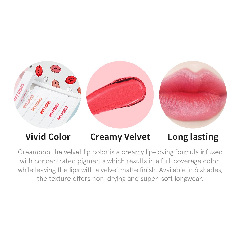 [02.2022] Son Kem Siêu Lì, Chống Trôi CandyLab Creampop The Velvet Lip Color