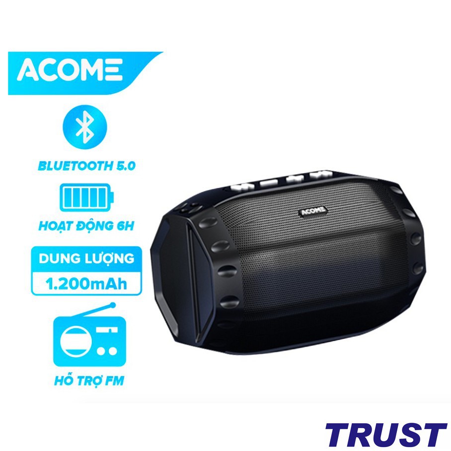 Loa Bluetooth Công Suất 5W ACOME A2 - Hỗ Trợ Kết Nối MicroSD USB Nghe FM - Playtime 6H - BẢO HÀNH 12 THÁNG