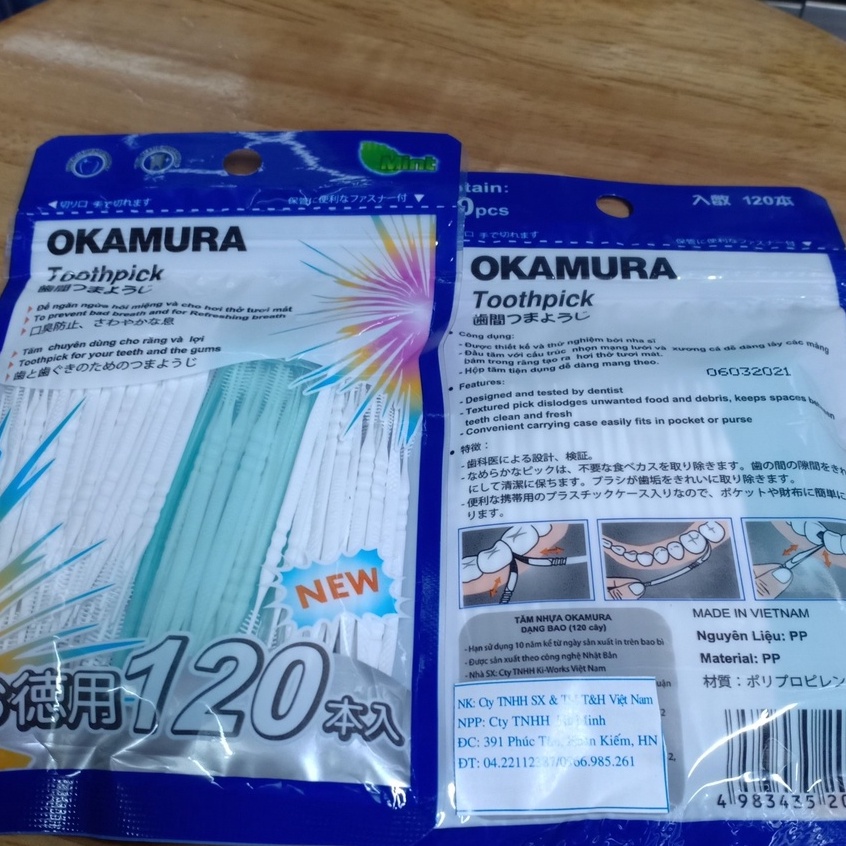 Tăm nhựa nha khoa OKAMURA Toothpick gói 120 Cây