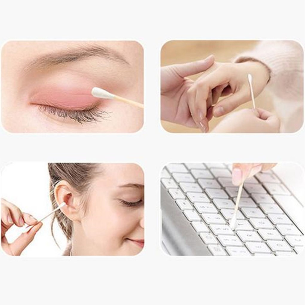 [Hàng mới về] Hộp 200 tăm bông trang điểm tiện lợi