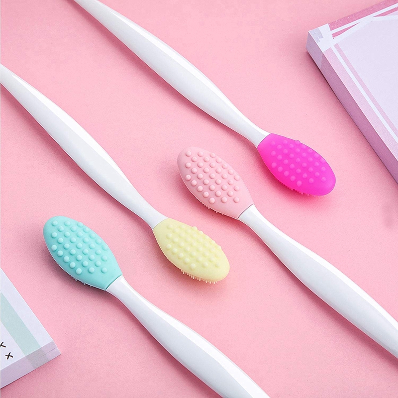 Cọ silicone tẩy tế bào chết làm sạch da mặt thiết kế tay cầm tiện lợi