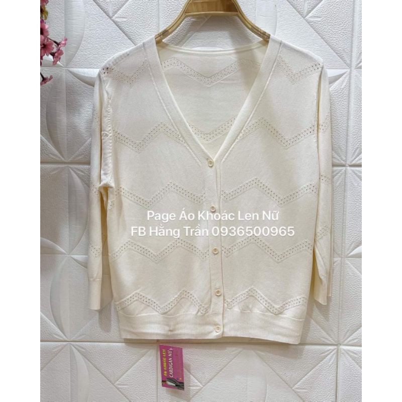 Áo khoác len lạnh cổ tim chất mỏng tay lở . | BigBuy360 - bigbuy360.vn