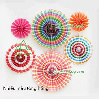 Set 6 quạt giấy trang trí nhiều màu