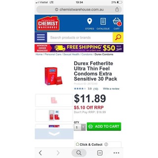 Bao cao su Durex hộp 30 chiếc Fetherlite siêu mỏng