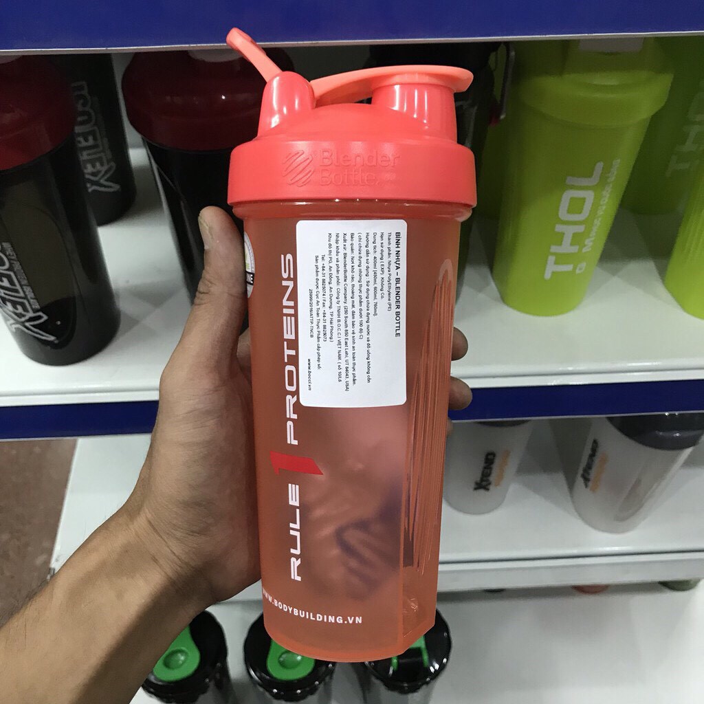 Bình Lắc protein/Bình Lắc Shaker/Bình Lắc Sữa /Bình Lắc Rule 1 Proteins Sport Shaker Tập Gym Chính Hãng 700ML