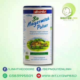 Sữa tươi hữu cơ tách kem dạng bột Heirler hộp 250g